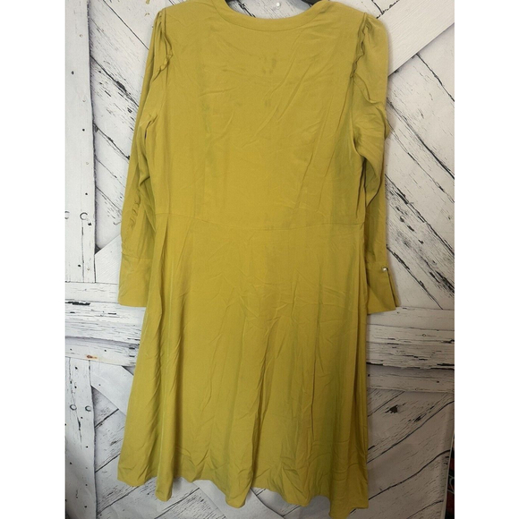 Ann Taylor Beautiful Gold Ruffle Long Sleeve Long Shirtdress SZ 16 *read* - Picture 7 of 11